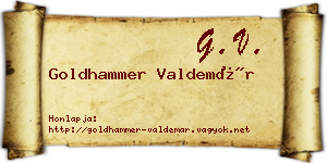 Goldhammer Valdemár névjegykártya
